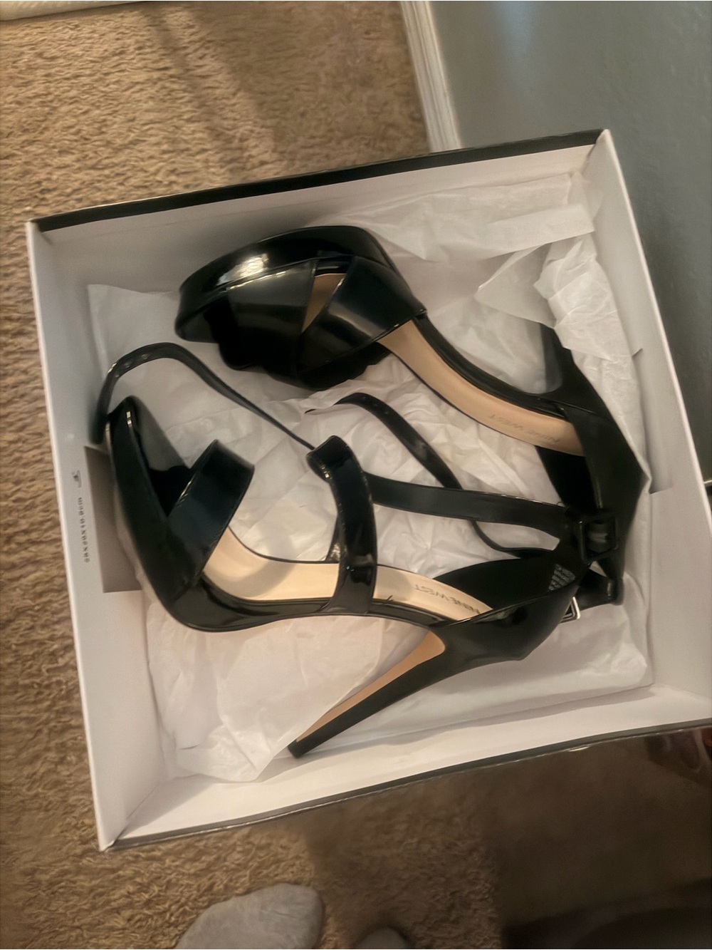 Black Patent Strappy High Heel Sandals